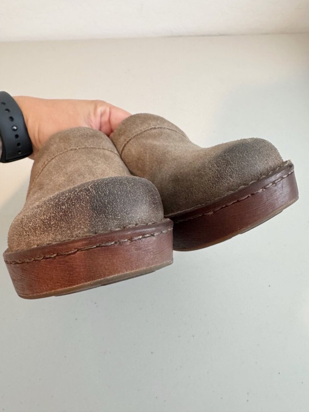 Born Toby Duo Suede Clogs Size 9 Burnished Distressed Wedge Goblincore Boho Chic - Picture 3 of 11